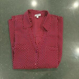 Express Burgundy Polka Dot Button Down Shirt